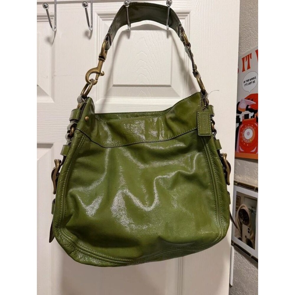 Green Patent Leather Coach Zoe